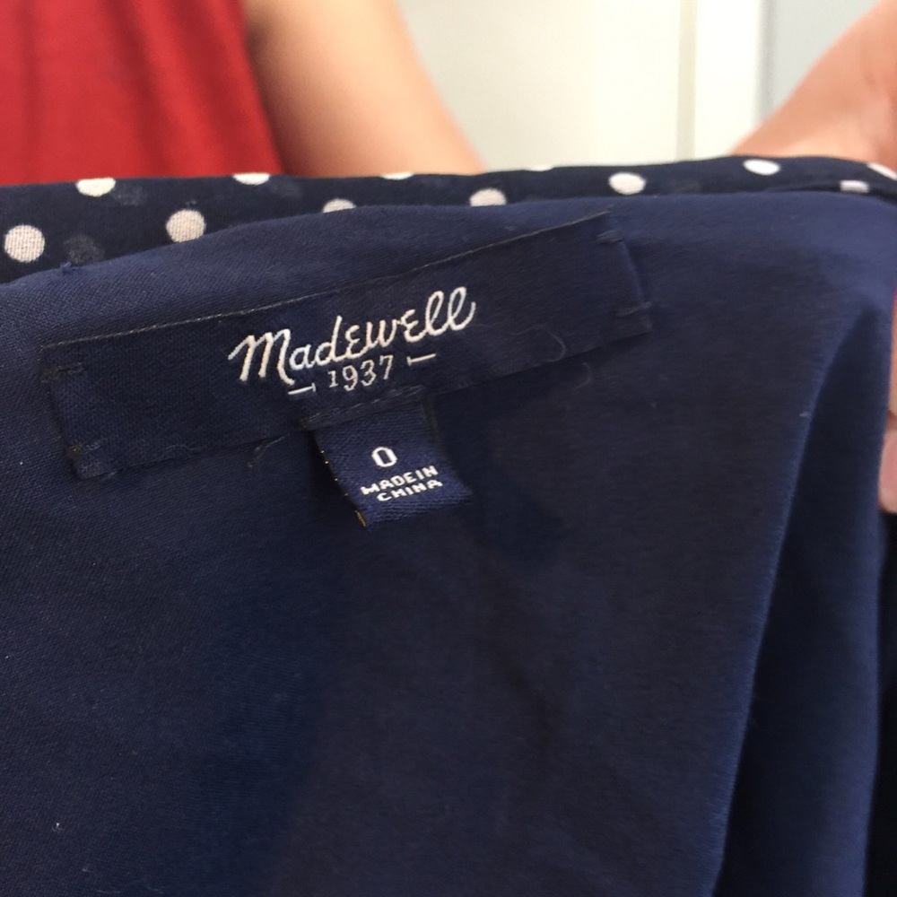 Madewell Navy Silk Polka Dot Pleated Mini Skirt - Picture 3 of 8